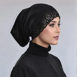 Cotton Modal Inner Hijab Undercap With Lace Muslim Turban Islam Underscarf Hijab Bonnet Soft Stretch HIjabs Tube Cap Turbante