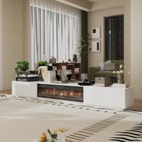 White TV Stand+Fireplace