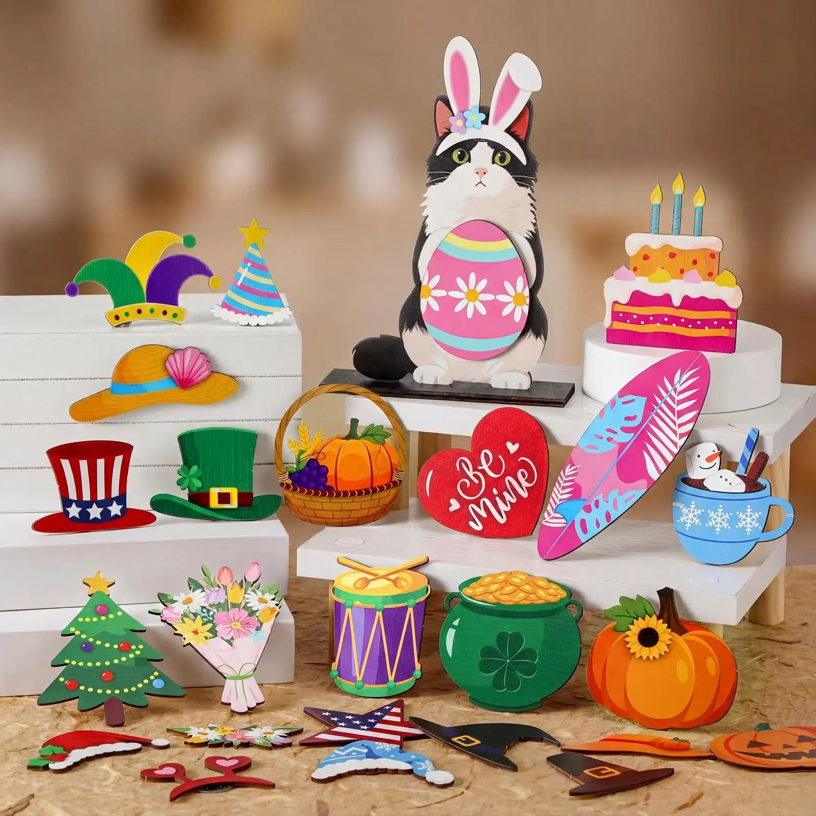 Cute animal desktop decorations, featuring interchangeable magnetic ornaments, available in shapes such as cats, golden Retrievers, Labradors, Dachshunds, Highland Cows, etc.Suitable for holidays, birthdays, pet owners, and animal lovers