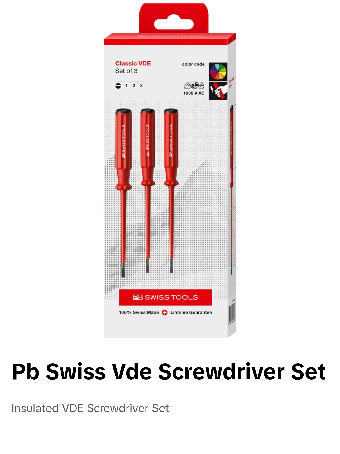 PB Swiss Tools PB 5539.CBB Classic VDE screwdriver set, fully insulated up to 1000 V AC/1500 V DC