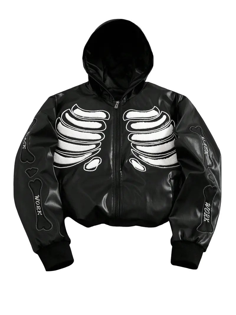 leather hoodie ダークウェア archive y2k grunge grunge y2k outfits men zip up hoodie - TikTok Shop