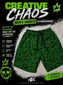 AncientBrand Creative Chaos Men’s Shorts Lime Green