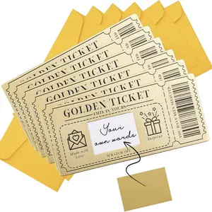 Golden Ticket Scratch-off Cards with Envelopes - 6 Pieces Personalized Scratch & Reveal Surprise Tickets for Birthday, Valentine's Day, Christmas Gifts