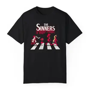 Sinners 2025 Graphic Tee with "SINNERS" Devil Girls Meme, Unisex Design, 100% Cotton, Medium Size, Casual Style, Hoodie & Sweatshirt - Prints, Menswear
