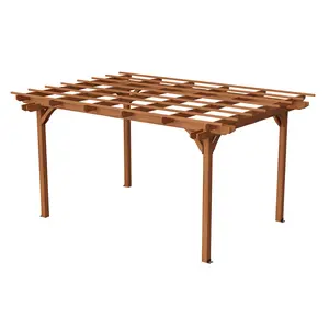 Donext 12 x 10 FT Outdoor Wood Pergola, Wooden Grape Pergola for Climbing Plant Support for Garden, Patio, Backyard, Deck, Brown