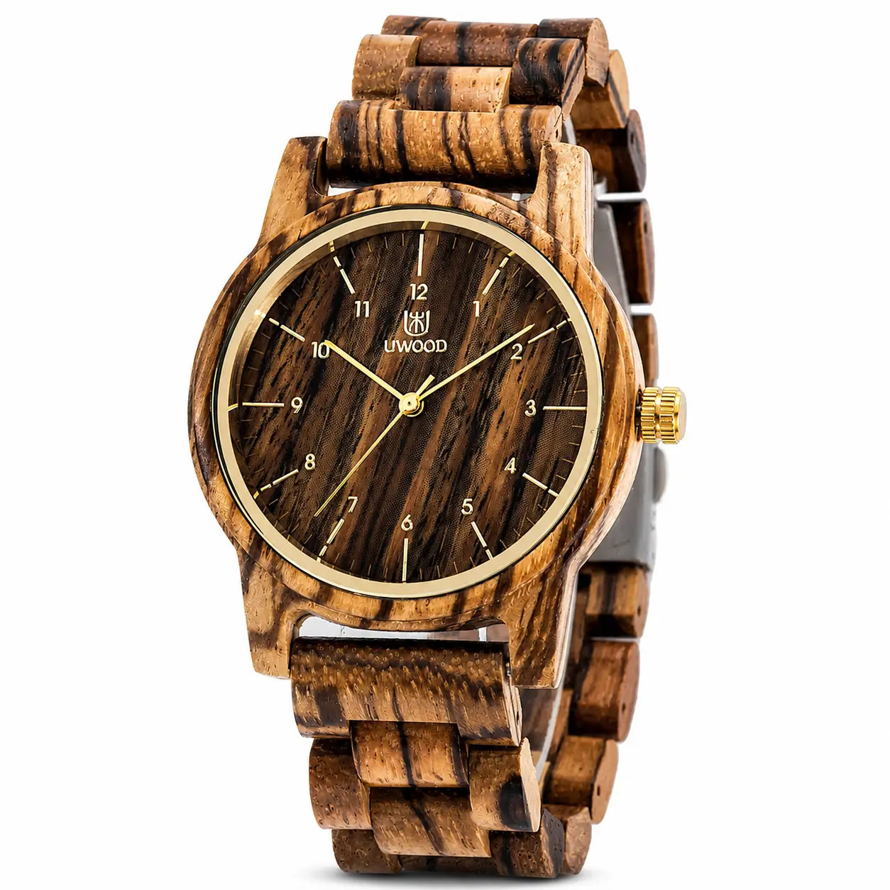 Men's 40mm Handcrafted Zebrawood Wooden Watch - Durable Eco-Inspired Analog Wrist Watch with Adjustable Band, Non-Waterproof Handcrafted Accessory | Father's Day Gift, Eco-Inspired Design, Natural Wood, Not Waterproof, Perfect Gift For Fathers, Quartz, Ro