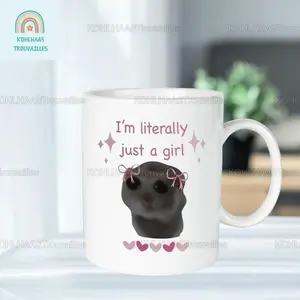 Sad Hamster Mug, I'm Literally Just A Girl Mug, Meme Viral Mug, Hamster Meme Mug, Sad Hamster Tea Mug, Hamster Meme Viral Mug
