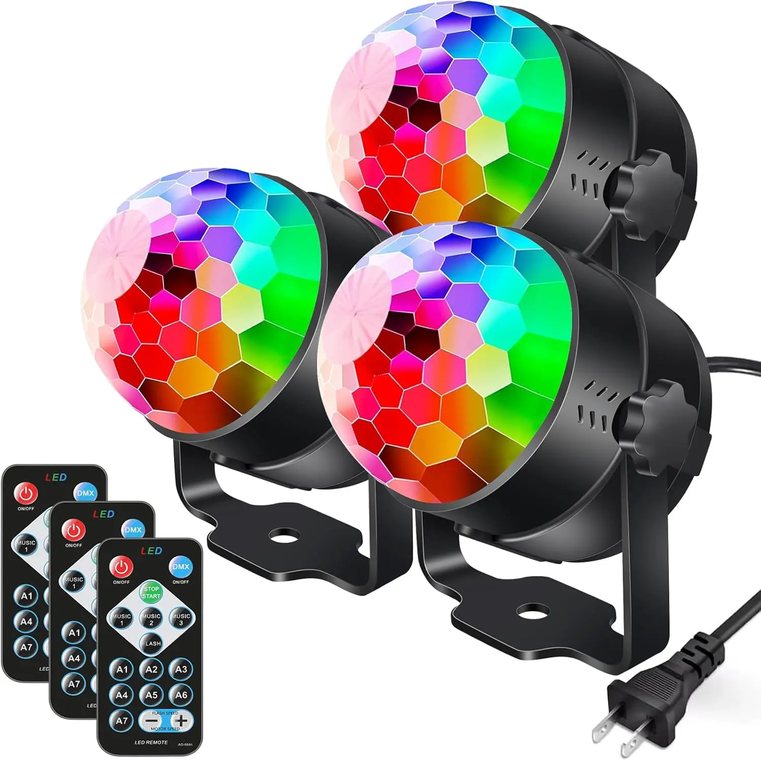 3-Pack Sound Activated Party Lights with Remote Control Dj Lighting, Disco Ball Light, Strobe Light Stage Lamp for Home Room Dance Prom Party Decorations Supplies