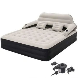 Air Mattress For Camping, Portable Inflatable Couch With Soft Pillows And Headboard