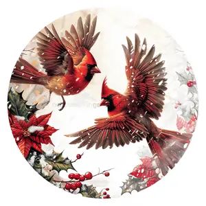 Christmas Cardinals, DCO-102654-D, Sign For Wreath, 18" Door Hanger