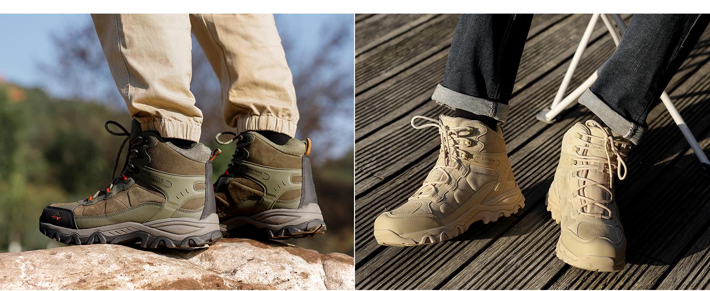 NORTIV 8 Men's Waterproof Hiking Boots Outdoor Mid Trekking Backpacking Mountaineering Shoes