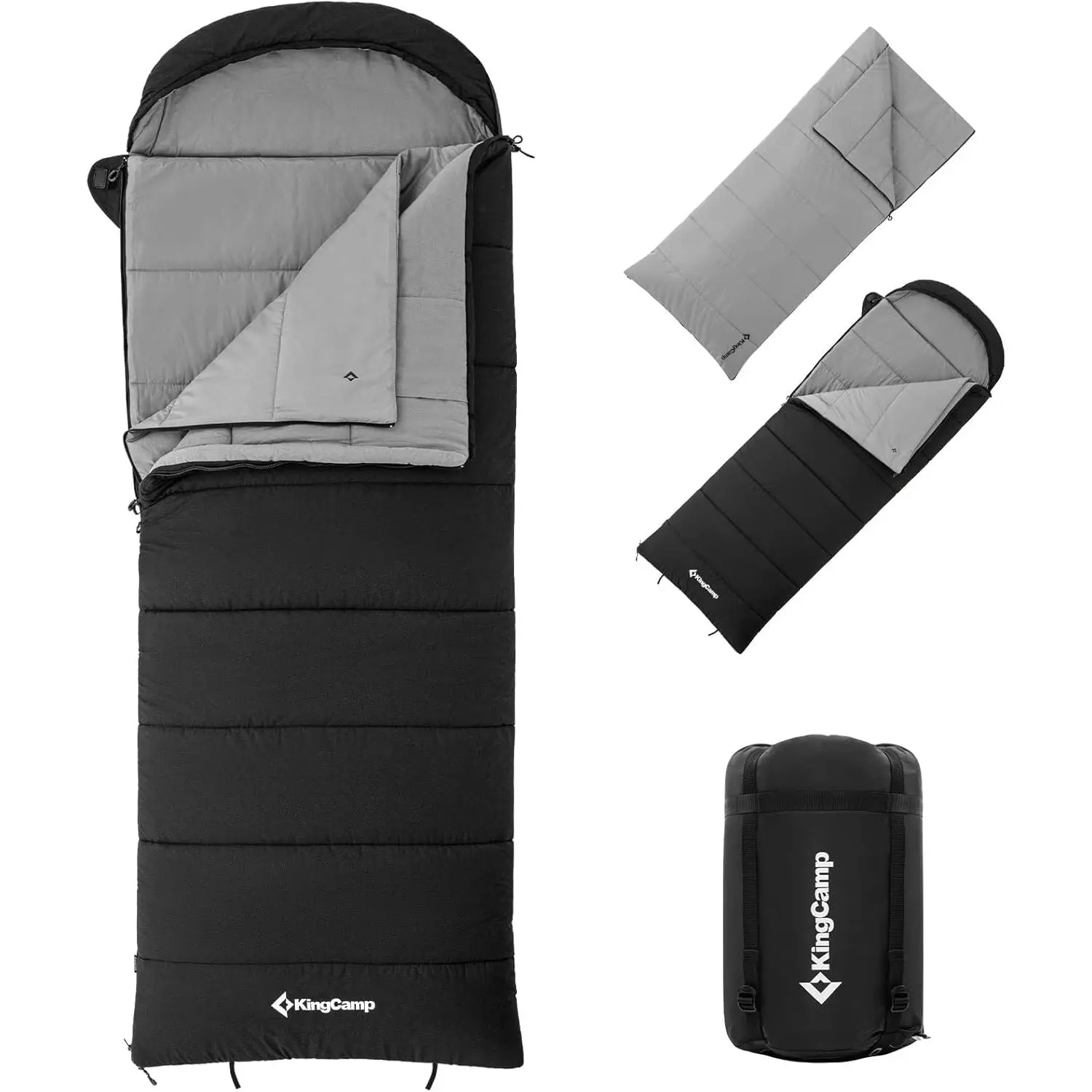 KingCamp 3-in-1 Extra Long Adult Sleeping Bag with Flannel Liner, Waterproof & Windproof for Cold Weather Camping & Hiking, Temp Range, Hiking / Light Outdoor, Outdoor Active Sleeping Bags, Full Length, Long Bag