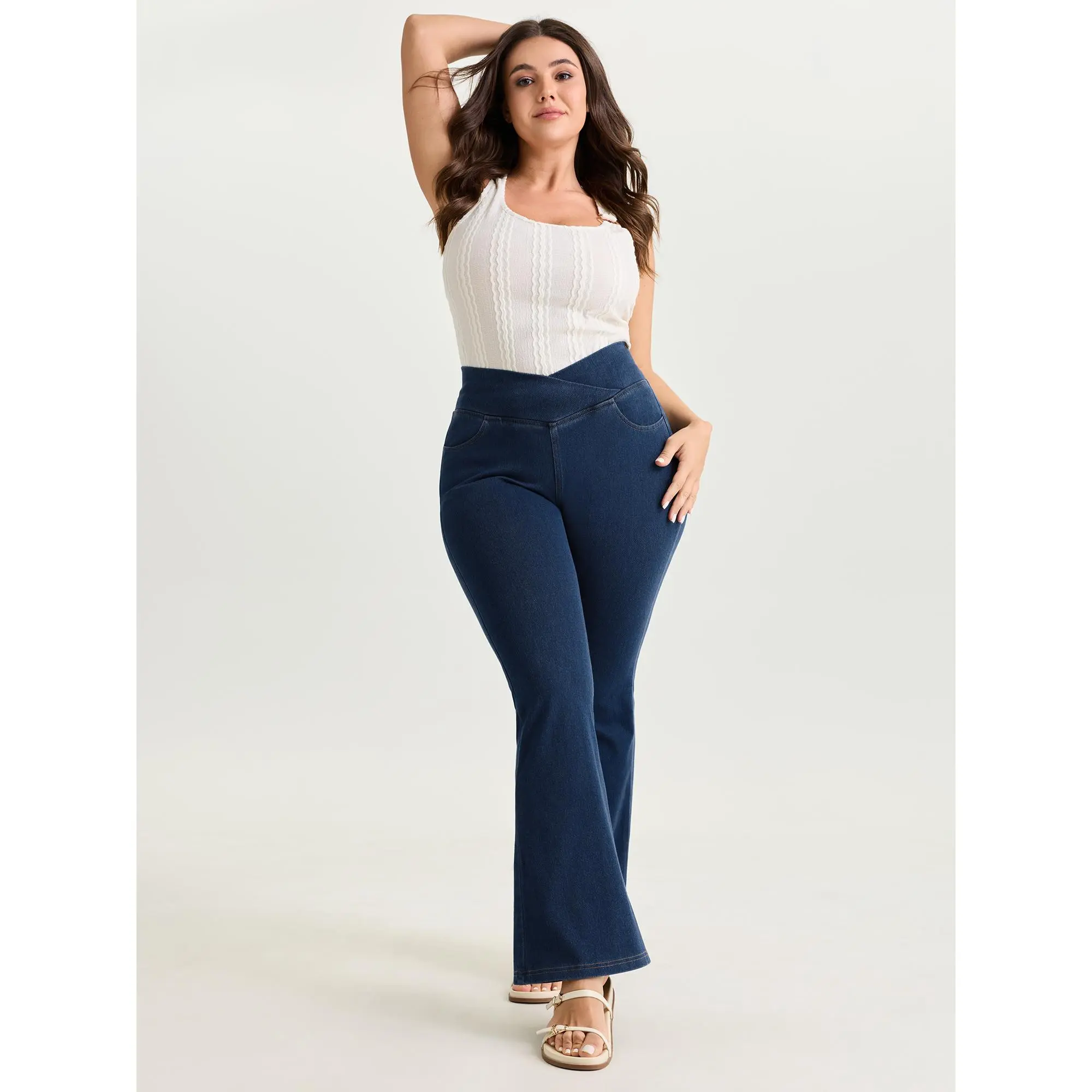 BloomChic Women's Curvy Plus Size Pull-On Skinny Jeans, High Stretch Cotton Blend Denim Pants with a Comfortable Wide Waistband, Garment, Low Iron,back to school shopping, Plus Size Fashion