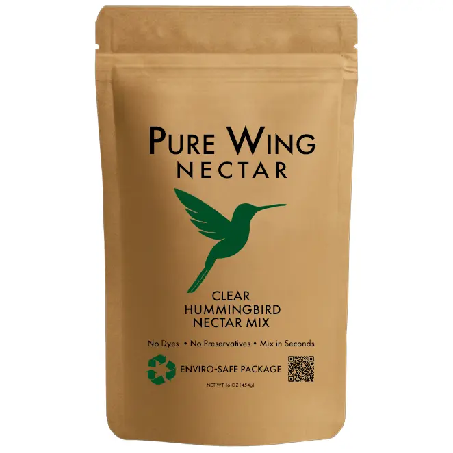 Pure Wing Nectar - Clear Hummingbird Nectar Mix – Dye-Free Sugar Nectar for Feeders, Easy 1:4 Mixing, 16 oz
