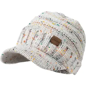 Winter Hats for Women - Thick Warm Stylish Knit Beanie Hat, Soft Stretch Cute Womens Winter Hats with Visor