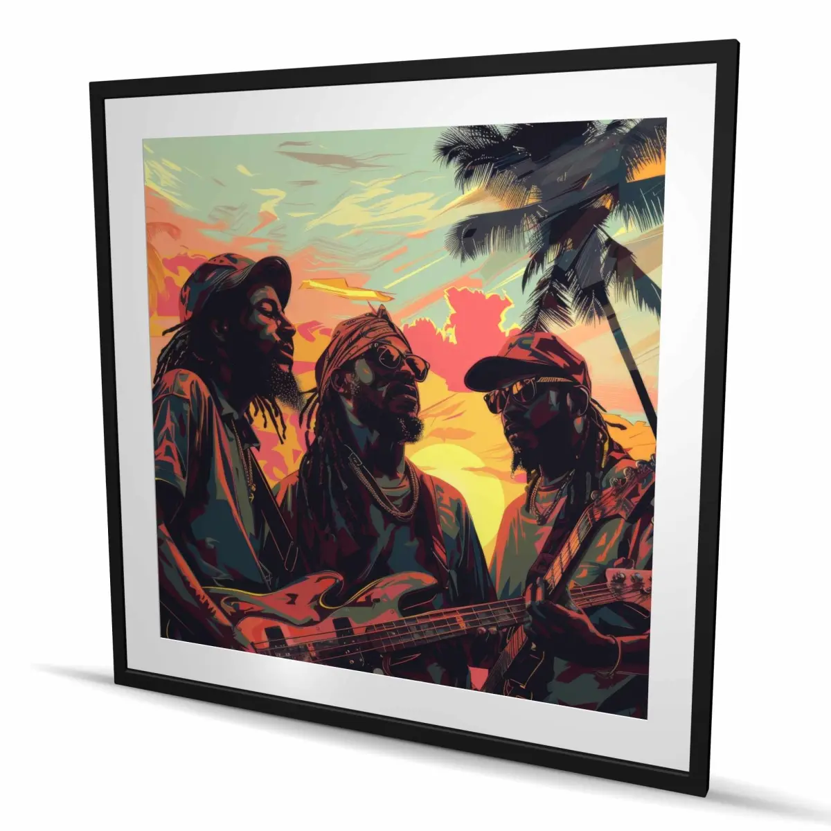 212 MAIN Red Framed Matted Artistic Wall Art Print, 48x48 in, Vibrant Togetherness and Harmony Decorative Inspirational Modern Home & Office Decor, Home Supplies, Modern Home Decor