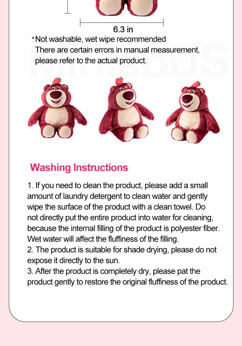 MINISO Disney Pixar Lotso Collection Sweet Lotso Sitting Plush Toy - Soft Strawberry-Scented Plush, Cute Sitting Lotso Doll, Perfect Gift for Disney Fans & Kids