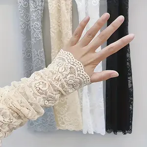 4 Pairs Of Stylish And Elegant Scar Covering Lace Sunscreen Arm Covers For Women Breathable Sunscreen Embroidered Details Scar