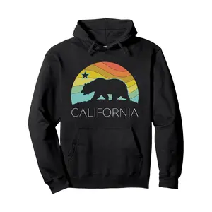 Men's Hoodies  Hoodie  Retro California Bear Vintage Beach Cali Pride Surf 70s 80s Pullover Hoodie