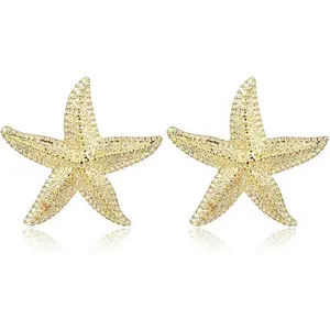 Starfish Earrings Large Gold Statement Big Star Earrings for Women Boho Fashion Beach Ear Jewelry Accessories