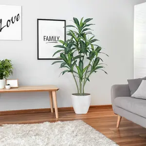 5.5FT Realistic Artificial Dracaena Tree, Faux Yucca Floor Plant in Pot, Lifelike All-Season Greenery for Indoor & Outdoor Home Decor, Ideal for Living Room & Housewarming Gifts