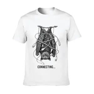 Graphic Design Men's T-Shirt Bat With Cables Connecting Text Summer Casual Wear For Tech Enthusiasts And Gift For Friends
