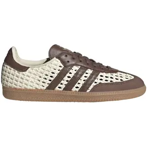 Adidas Samba OG Basketweave Cream White Earth Strata Brown Women's Sneaker - Authentic Original Athletic Sports Round Closed Toe Fashion Shoe for Girls Mushroom Floral Embroidered