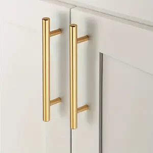 A set of 20 eye-catching golden long cabinet door handles, specially designed for kitchen hardware, metal material, screw length 0.98 inches, perfectly blends in