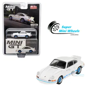 Mini GT 1:64 Porsche 911 Carrera RS 2.7 Grand Prix White with Blue Livery #715 - Diecast Car