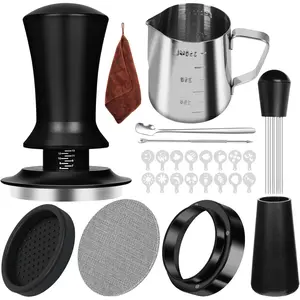 25-piece espresso accessory set, espresso tamper set, 51mm espresso tamper with spring calibration, 51mm espresso filter and measuring funnel, WDT tool, latte art tool set