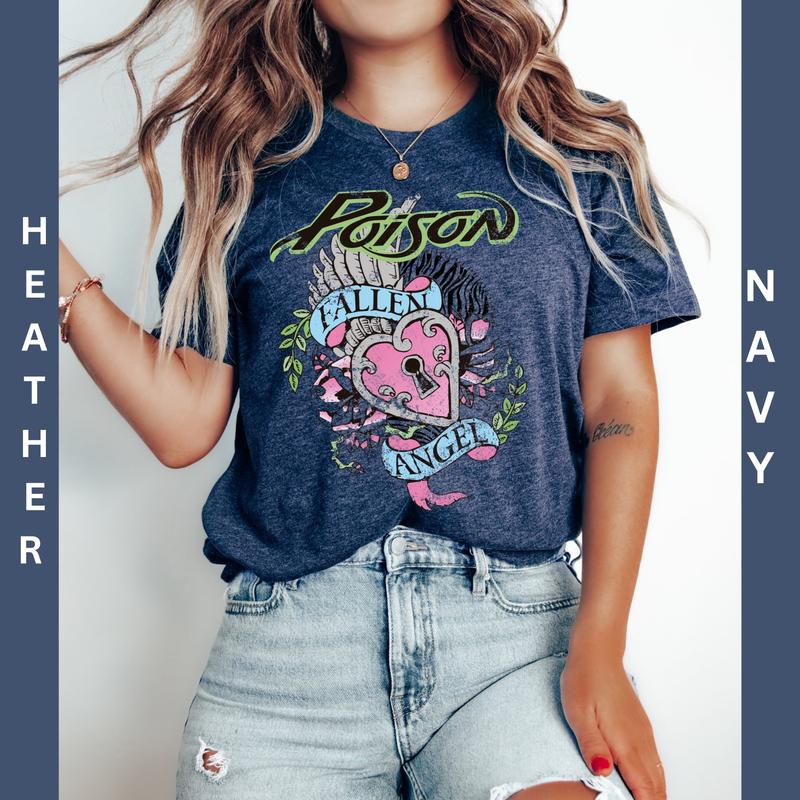 Poison Band Tee 80s Retro Vintage Band T shirt, Heavy Metal, Gift For Her Poison Fan Concert Tee Unisex Neon Preppy Rocker