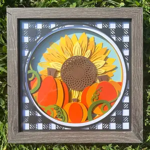 Buffalo plaid fall shadow box