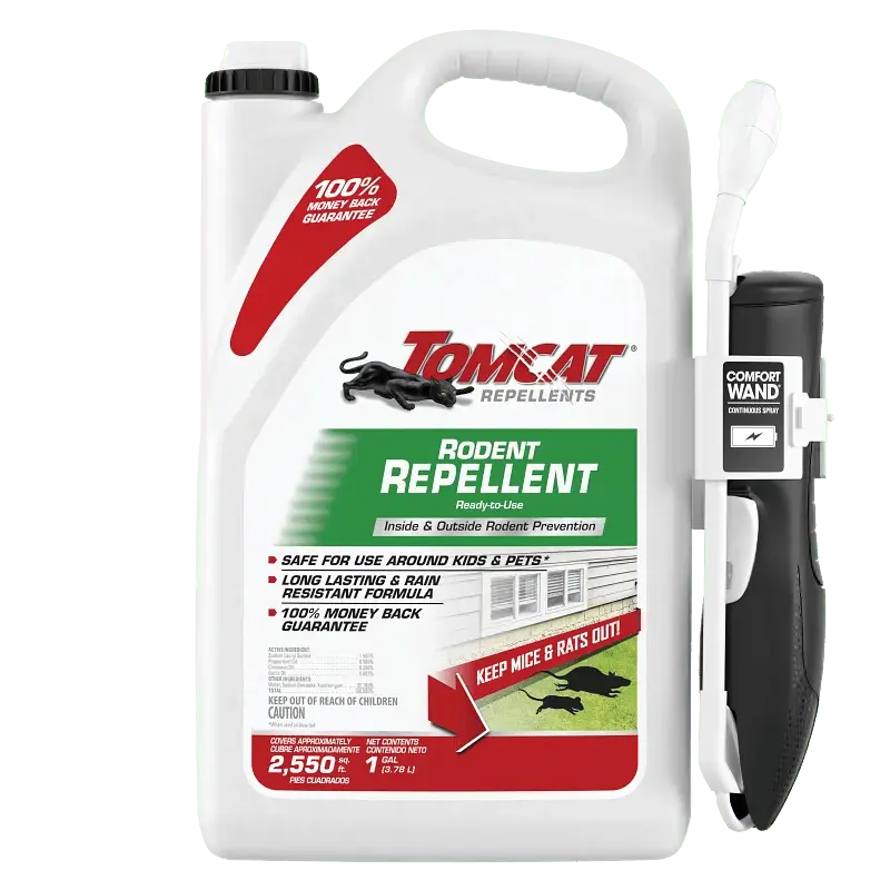 Tomcat Repellent Rodent Repellent Ready-To-Use - Indoor & Outdoor Mouse and Rat Barrier, Battery-Powered Continuous Spray Applicator, 1 gal.