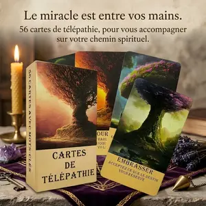 French Psychic Oracle Cards, 56 Tarot Cards, Divination Tool with Keywords, Spiritual Journey Support, Self-Companionship Gift