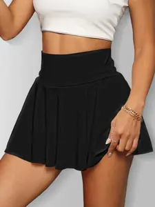 Women's Solid Color High Waist Pocket Sports Skort, Casual Comfy Breathable Skort for Outdoor Sports, Ladies Sportswear for All Seasons, Sporty Breathable Skorts