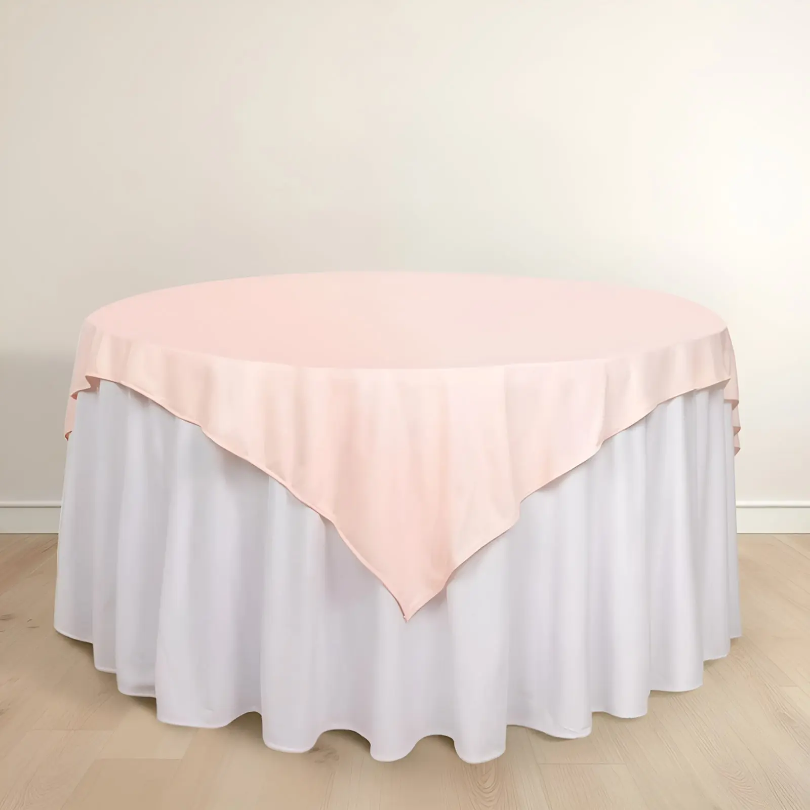 Scuba Square Table Overlay 70"x70" Blush - Wrinkle Free & Stain Resistant Table Topper