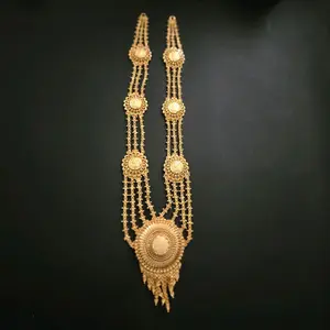 Gold Plated Coin Ranihaar Necklace with Elegant Design and Gold Finish