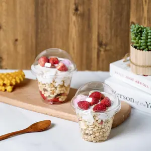 10/20/50pcs 9oz Clear Plastic Transparent Disposable Plastic Cups, Reusable Dessert Cups, Cake Cups, Fruit Cups, Lidded Picnic, BBQ, Travel, Wedding, Holiday Parties, Party Supplies