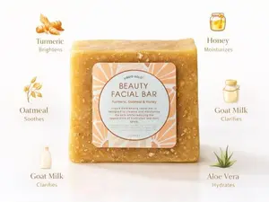 Turmeric Beauty Facial Bar Brightens Skin Complexion, Hydrates Dry Skin, Gets Rid Of Blemishes And Calms Acne For Smooth Beautiful Skin, Fades Dark Spots  Skincare