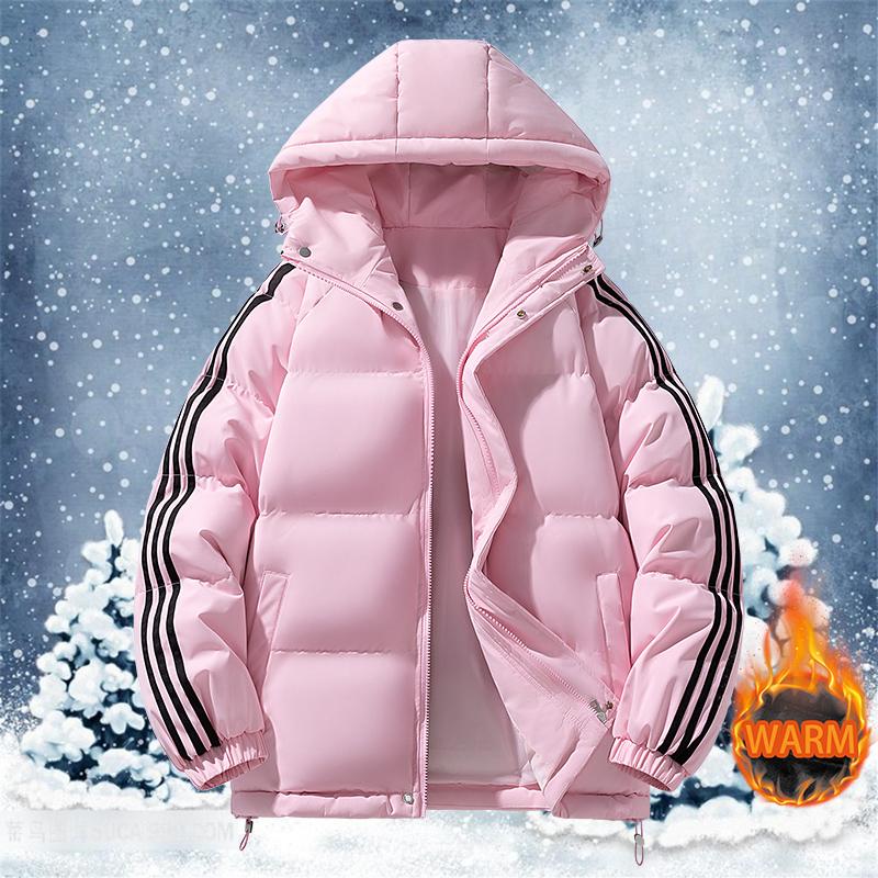 Casual Padded Jacket Men Winter Thick Warm Hooded Coats Zipper Fashion Menswear for Cold Weather polyester fiber Padding Trendy Style