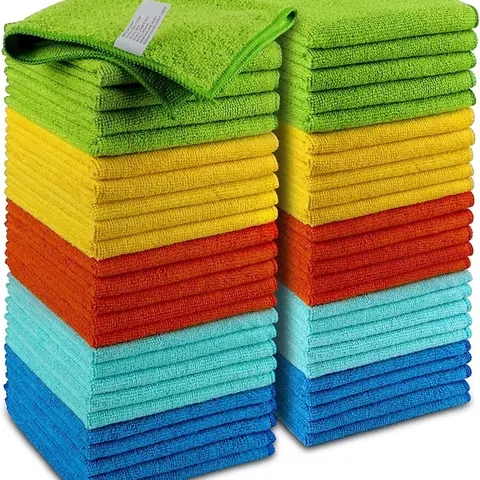 50 PCs Super Absorbent Scratch-Free Microfiber Cleaning Cloths Set - Car Wash Accessory, Car Polishing Towels, Polish+Wax Apply Tools for Automotive Maintenance & Home Use