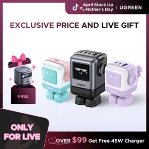 【LIVE ONLY】UGREEN Uno 100W/65W/30W/USB C Charger 3/4-Port Robot GaN Fast Charger PPS PD3.0 for iPhone 17 16 15 14 Pro Max, Galaxy S24/S23 Ultra, Fast Charge for Laptop Macbook Air-Black Friday Electronic Charging,TikTokShopHolidayHaul