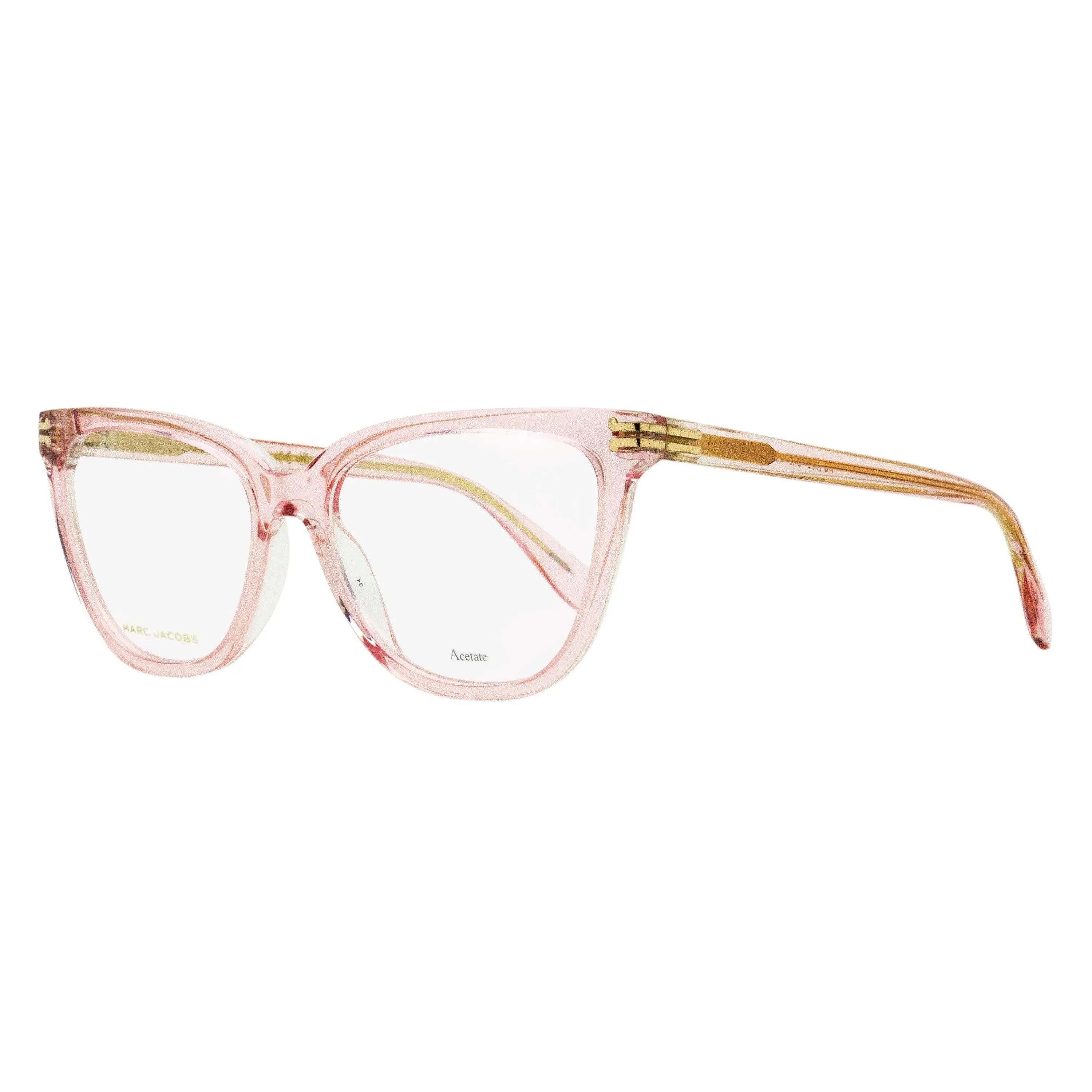 Marc Jacobs Mod Cat-Eye Women's Fashion Optical Frame, MJ 1108 8XO Pink Crystal, Mirror Trim, Bold Shapes, Laser Etch, 53mm, Acetate, Bisphenol A (Bpa), Di(2-Ethylhexyl)Phthalate (Dehp)