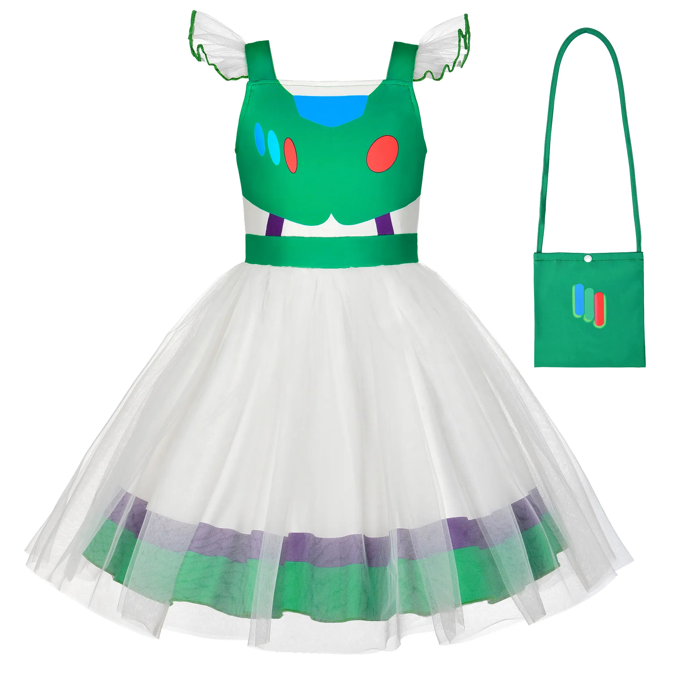 Girls Princess Costume with Bag Princess Dress Up for Little Girls Toddler Halloween Birthday Cosplay Outfits 3-10Y