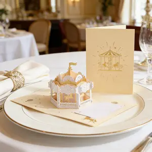 3D Birthday Carousel Pop-Up Card, suitable for kids, adults and loved ones. Includes envelope, bringing joy and surprise to every celebration.