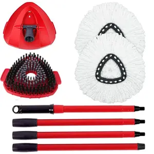 Mop Replace  Mop Handle for O Cedar Mop, Mop Replacement for Ocedar Spin Mop Includes 2 Mop Heads Replacements 4-Section Mop Handle 1 Mop Base 1  Mop  for  Spin Mop