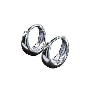 13mm Small Hoop Earrings for Men Women Classic Silver Tone Fashion Jewelry