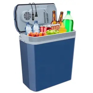 Ivation 24L Portable Thermoelectric 12V Cooler & Warmer with Handle - Blue, Energy-Saving Cooling/Warming System, Ideal for Camping & Tailgates