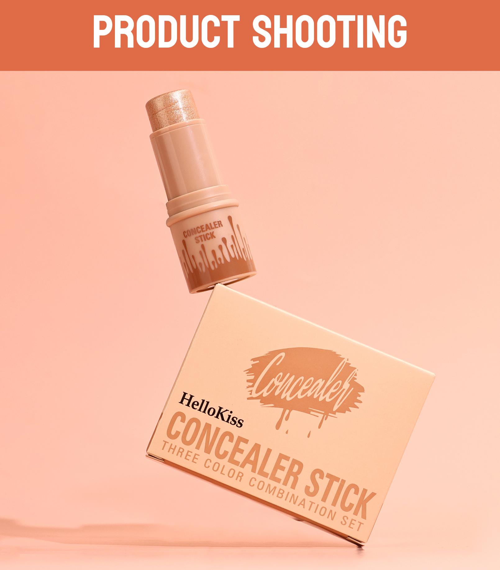 HelloKiss 3-Piece Contour Stick Set Highlight Contour Blush Stick Cream Blush for All Skin Tones Makeup Cosmetic Long-Lasting Transfer-Proof Buildable Formula - Blend, Brush