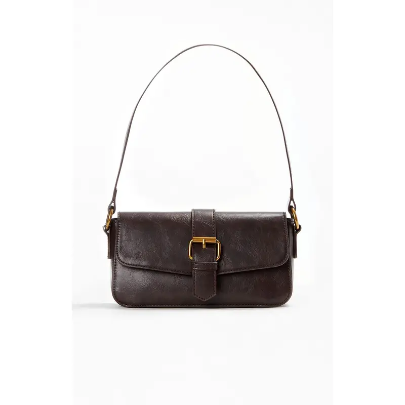 John Galt Women's Brown Buckle Shoulder Bag